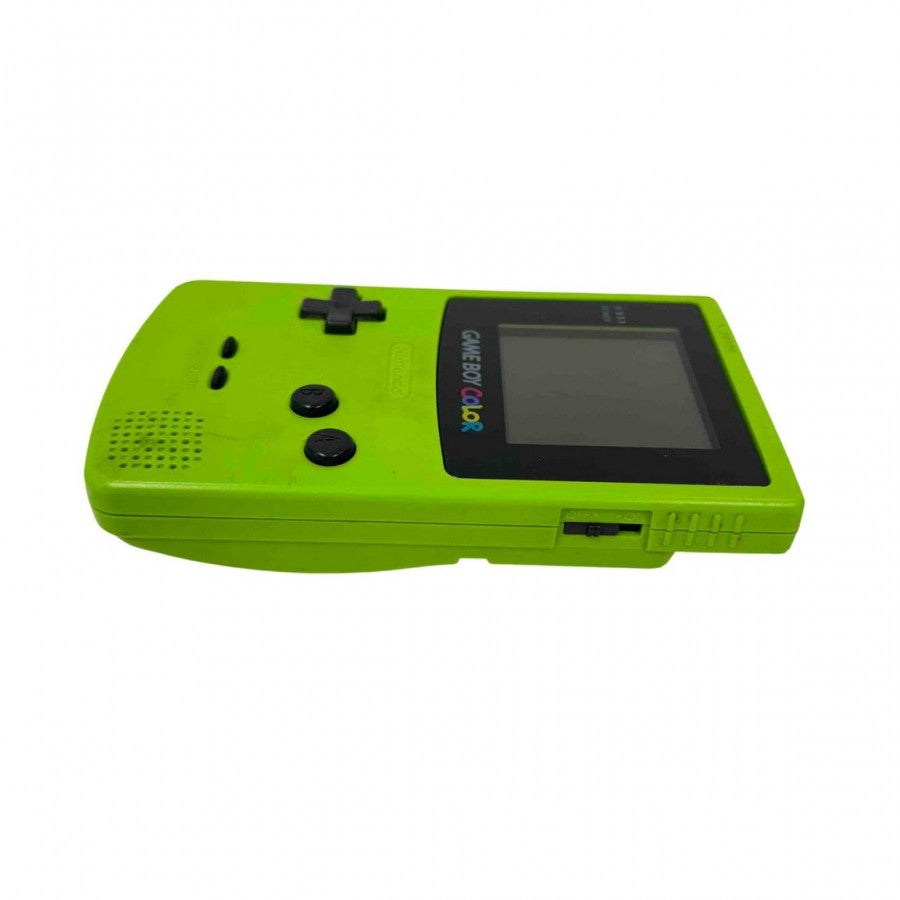 Nintendo Game Boy Color GBC Kiwi Lime Green handheld gaming console featuring vibrant translucent green shell portable retro gaming compatible with Game Boy and Game Boy Color cartridges authentic Nintendo hardware scratch and scruff cosmetic condition collectible gaming appeal