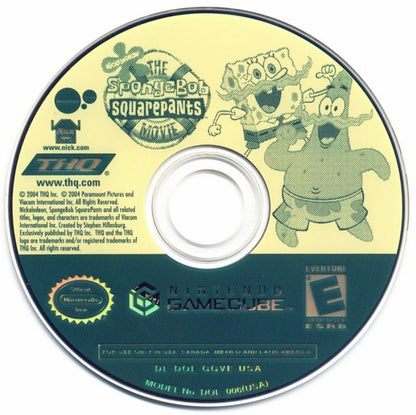The SpongeBob SquarePants Movie disc for Nintendo GameCube (GC) platforming adventure video game