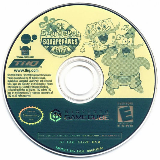 The SpongeBob SquarePants Movie disc for Nintendo GameCube (GC) platforming adventure video game