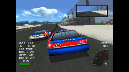 NASCAR 98 for PlayStation 1 racing sports video game featuring official NASCAR teams and drivers, realistic oval track racing, arcade and simulation modes, and classic console stock car experience gameplay