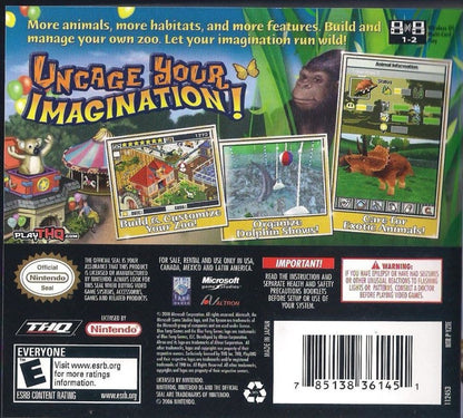 Zoo Tycoon 2 back of case for Nintendo DS (DS) zoo management simulation video game