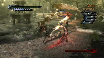 Bayonetta Nintendo Switch inspired design featuring stylish action adventure aesthetic powerful witch heroine fast paced hack and slash combat supernatural abilities cinematic battles dramatic fantasy environments intense character driven gameplay presentation gameplay