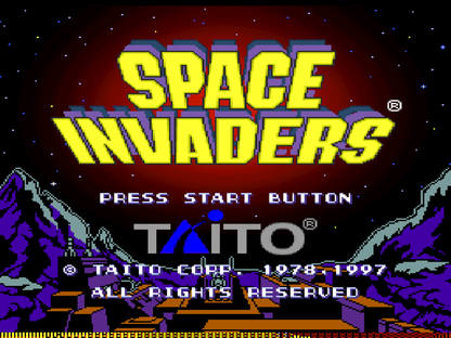 Space Invaders start screen for PlayStation 1 (PS1) arcade shooter video game