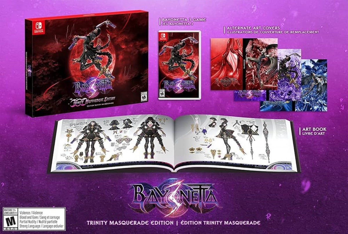 Bayonetta 3 Trinity Masquerade Edition for Nintendo Switch with special edition packaging and character-themed artwork