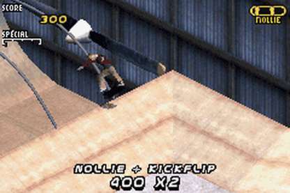 Tony Hawk's Pro Skater 2 game for the Game Boy Advance featuring skateboarding gameplay with isometric perspective trick combos career mode objectives and multiple skaters across condensed versions of classic levels adapted from the console release gameplay 