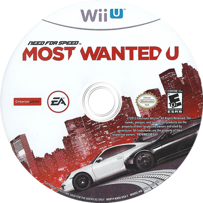 Need for Speed: Most Wanted disc cover art for Nintendo Wii U (WiiU) video game