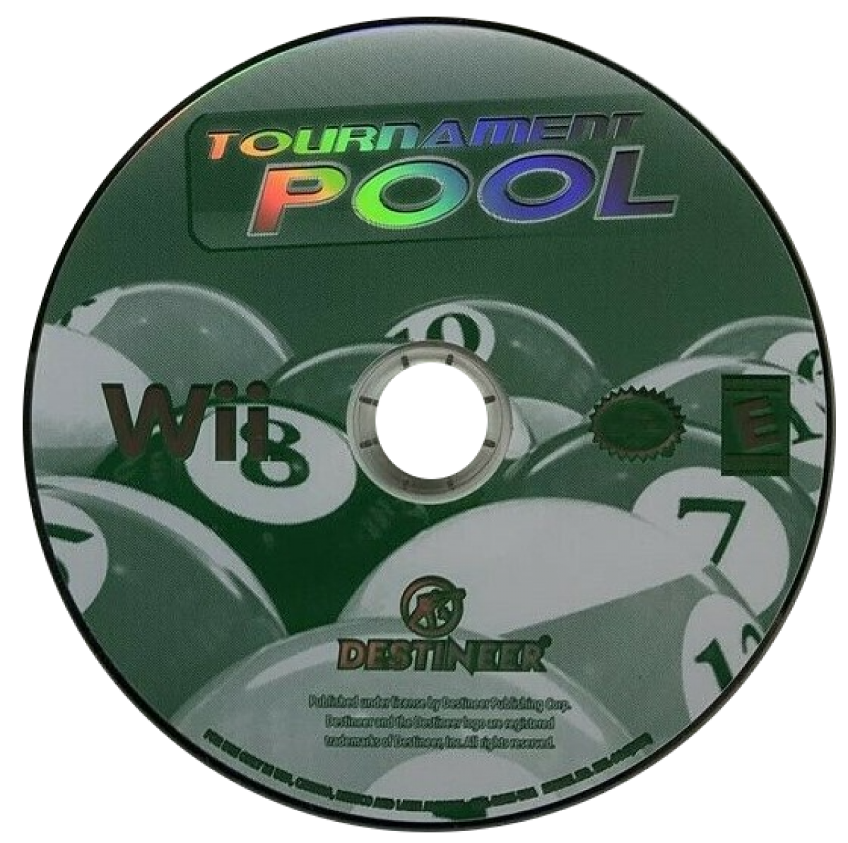 Tournament Pool disc art for Nintendo Wii (Wii) featuring realistic cue‑sports gameplay with 9‑ball, 8‑ball, and snooker modes, plus competitive tournaments.