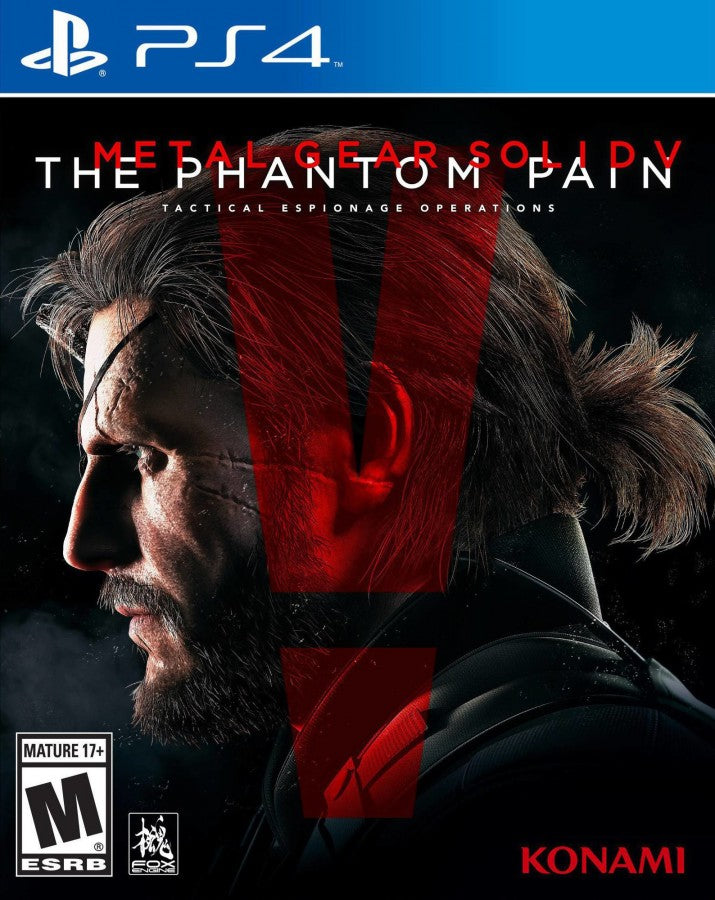 Retro Metal Gear Solid V The Phantom Pain PS4 inspired design featuring tactical stealth action aesthetic open world military infiltration cinematic espionage gameplay futuristic warfare Diamond Dogs mercenary operations Hideo Kojima masterpiece nostalgic stealth adventure presentation cover art 