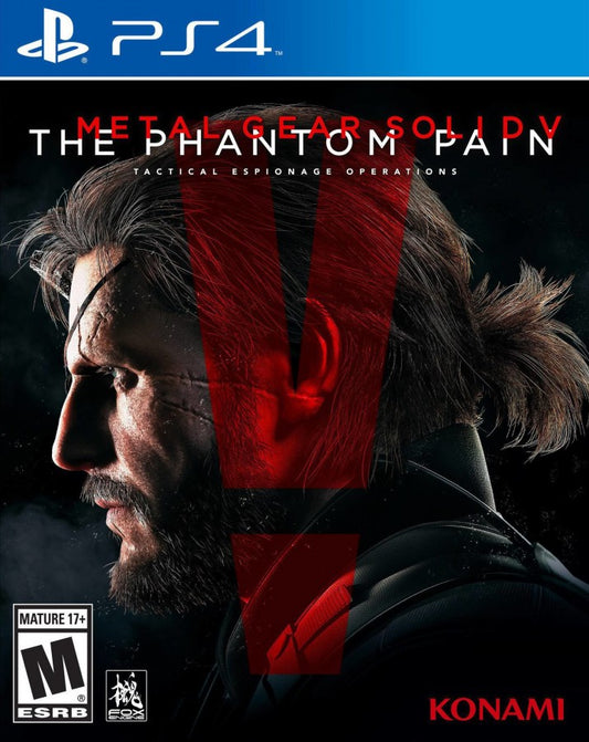 Retro Metal Gear Solid V The Phantom Pain PS4 inspired design featuring tactical stealth action aesthetic open world military infiltration cinematic espionage gameplay futuristic warfare Diamond Dogs mercenary operations Hideo Kojima masterpiece nostalgic stealth adventure presentation cover art 
