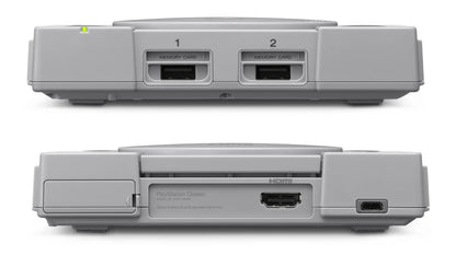 PlayStation Classic Sony mini console system pre-loaded games HDMI output retro gaming plug-and-play nostalgic original OEM controller included front and back view