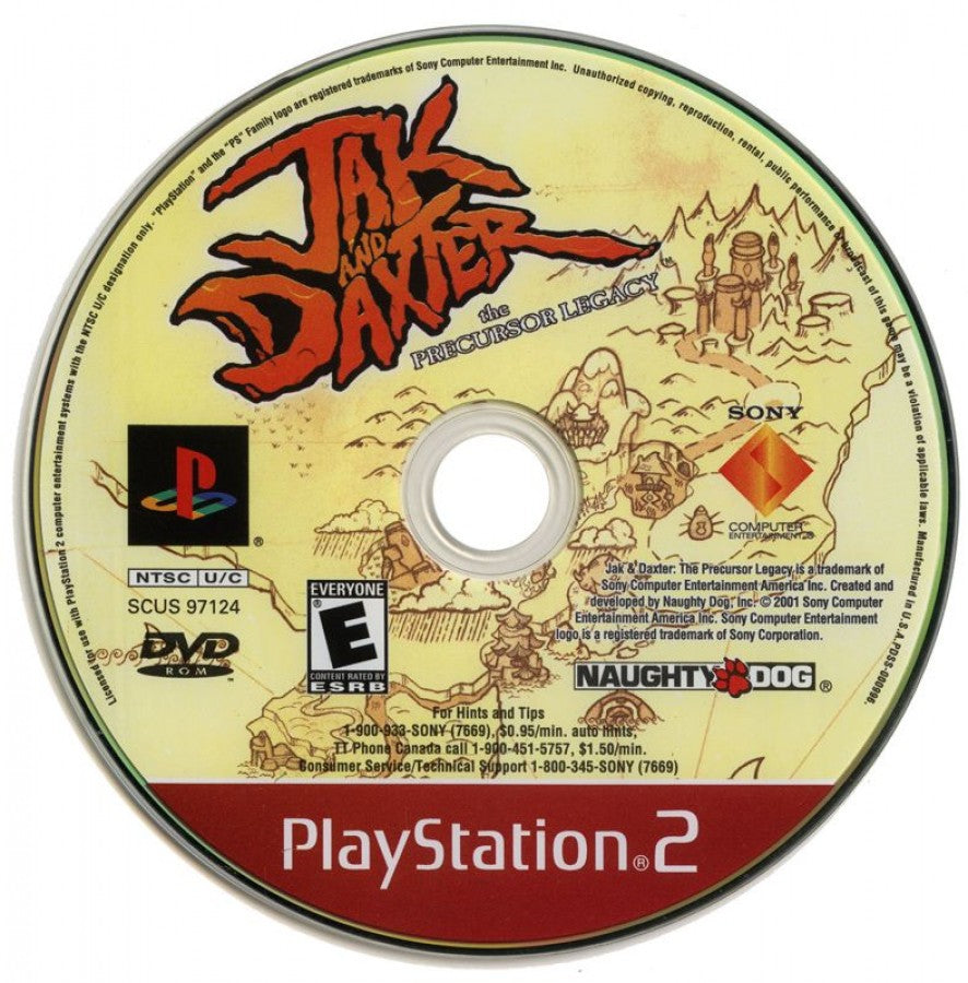 Jak and Daxter: The Precursor Legacy Greatest Hits disc art for Playstation 2 (PS2) video game