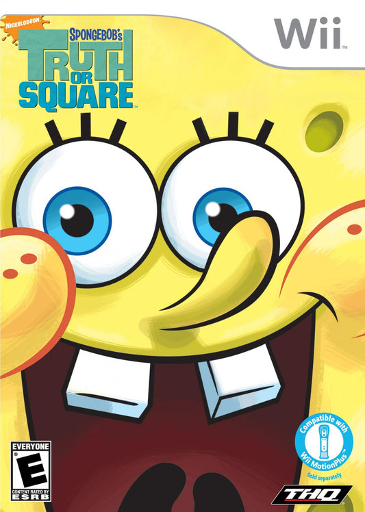 SpongeBob's Truth or Square Wii inspired design featuring cartoon platform adventure aesthetic Bikini Bottom exploration colorful underwater environments quirky humor motion controlled gameplay beloved Nickelodeon characters family friendly action nostalgic Nintendo Wii presentation cover art