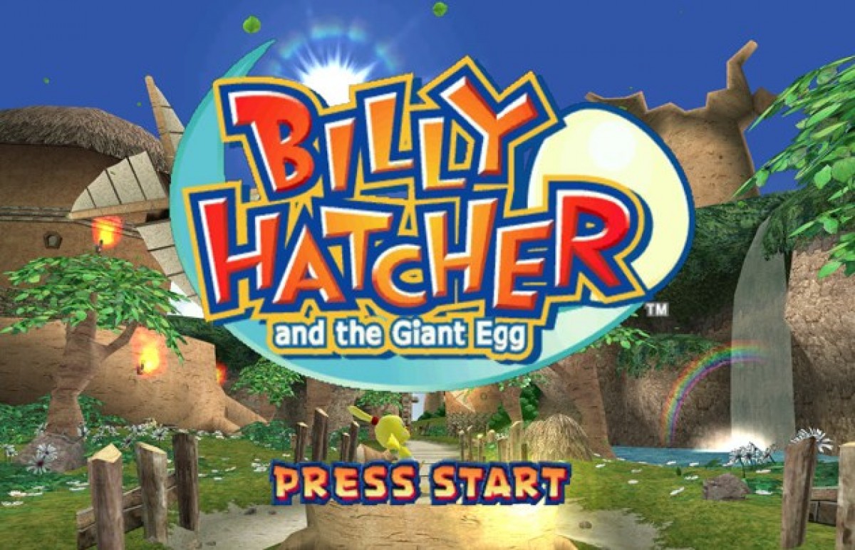 Billy Hatcher and the Giant Egg start screen for GameCube (GC) platformer action-adventure video game