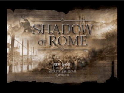 Shadow of Rome – PlayStation 2 (PS2) video game title screen, action-adventure/hack-and-slash game.