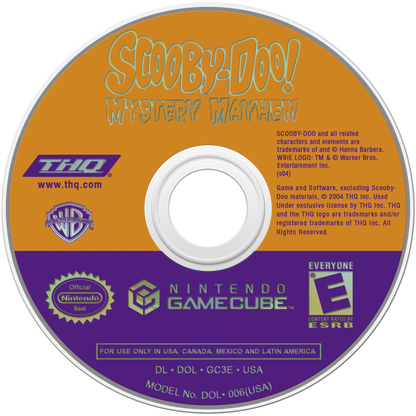 Scooby-Doo Mystery Mayhem GameCube game featuring cartoon-style adventure gameplay with puzzle solving and spooky mysteries disc