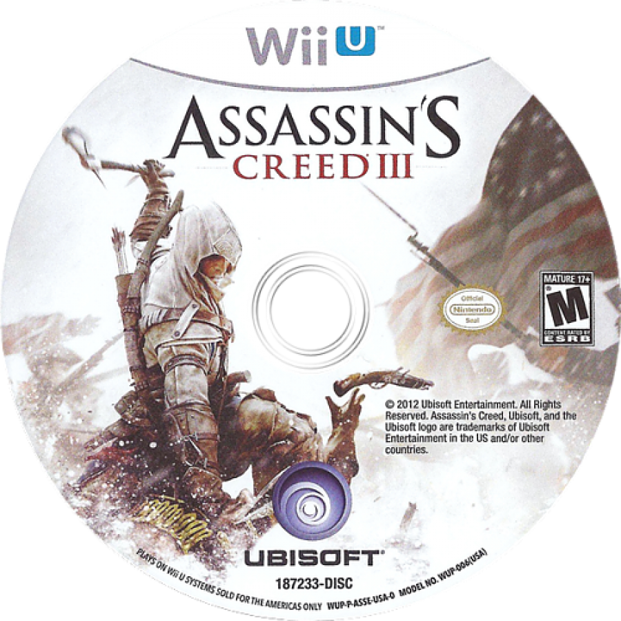 Assassins Creed III disc art for Nintendo Wii U WiiU video game