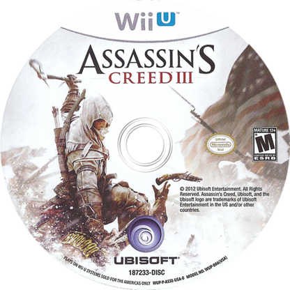 Assassins Creed III disc art for Nintendo Wii U WiiU video game