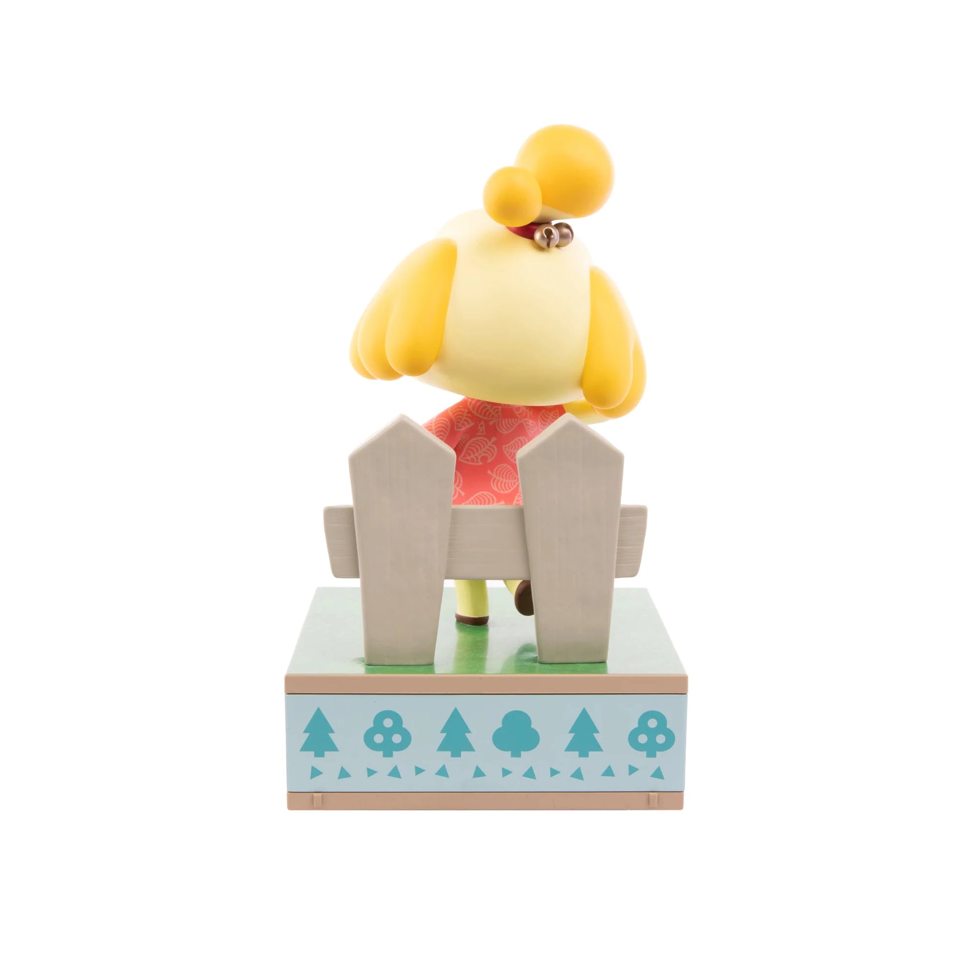 Isabelle 9 inch statue by First 4 Figures detailed Animal Crossing collectible featuring beloved Shih Tzu character cheerful pose and premium high quality display piece celebrating the Nintendo life simulation franchise back view