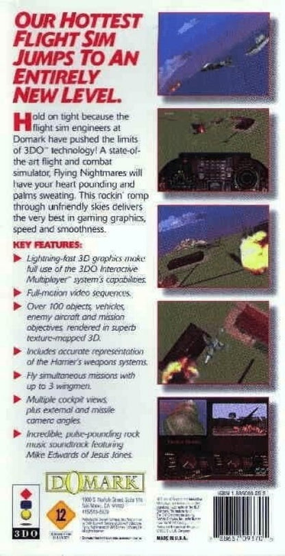 Flying Nightmares back of case for Panasonic 3DO (3DO) combat flight simulator video game