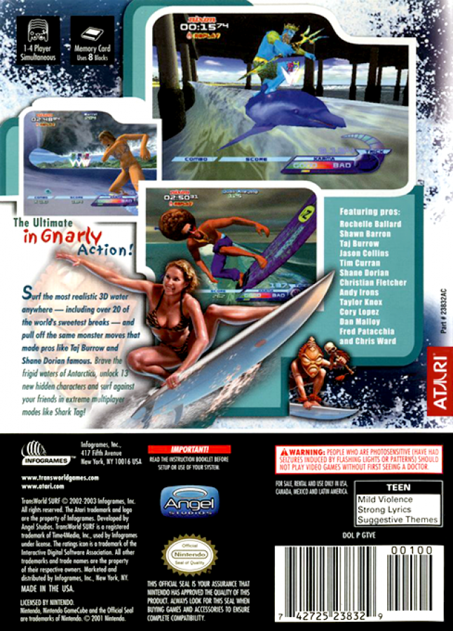 Transworld Surf: Next Wave back of case for Nintendo GameCube (GC) surfing sports video game
