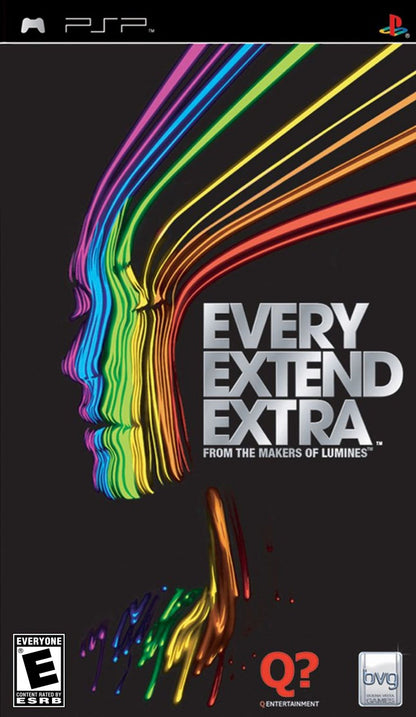Every Extend Extra PlayStation Portable PSP for puzzle action video game fans featuring fast paced arcade gameplay chain reactions explosive combos colorful visuals rhythmic mechanics strategic scoring challenges addictive handheld action electronic soundtrack collectible gaming appeal front cover art
