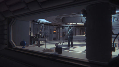 Alien: Isolation for PlayStation 4 (PS4) featuring a terrifying survival horror experience where you play as Amanda Ripley navigating a decaying space station while hunted by a single, unpredictable Xenomorph; use your wits and limited resources to scavenge, track, and hide in a high-tension atmosphere that perfectly captures the dread of the original 1979 film gameplay screenshot