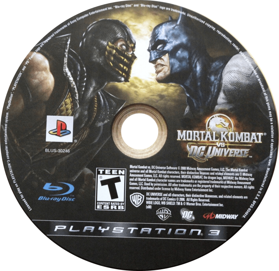Mortal Kombat vs. DC Universe disc art for PlayStation 3 (PS3) video game