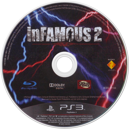 Infamous 2 disc for PlayStation 3 (PS3) video game