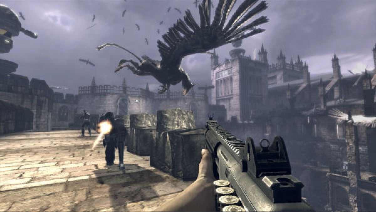 Legendary for Xbox 360 first person shooter action game featuring mythological creatures modern city setting campaign mode supernatural combat gameplay