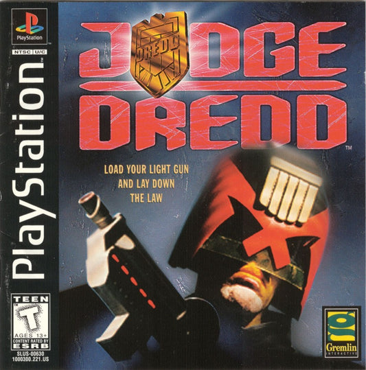 Judge Dredd retro sci-fi action shooter game for PlayStation 1 (PS1) cover art