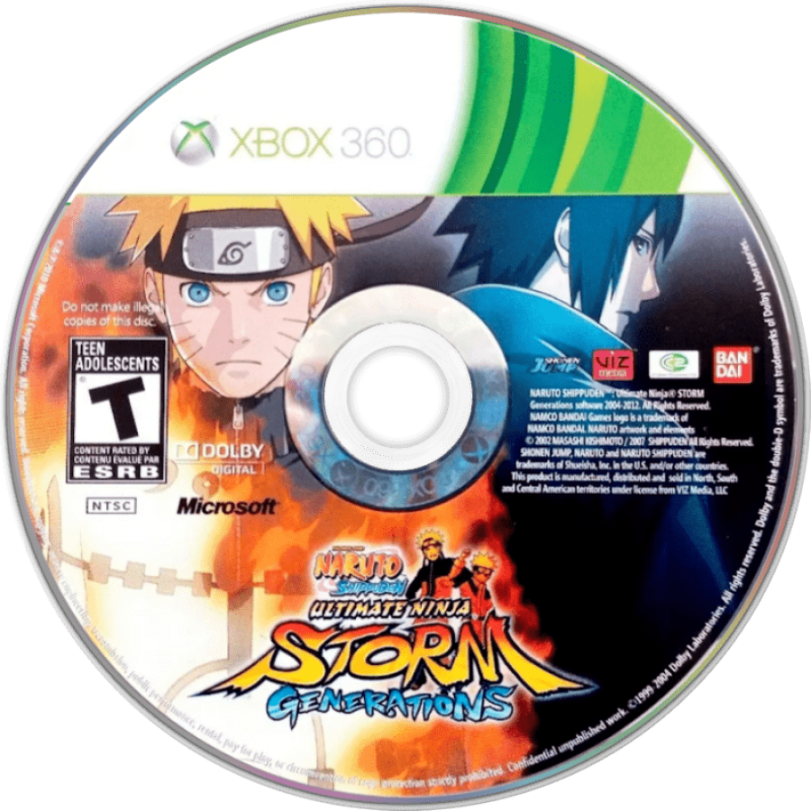 Naruto Shippuden: Ultimate Ninja Storm Generations disc for Xbox 360 (X360) anime fighting video game
