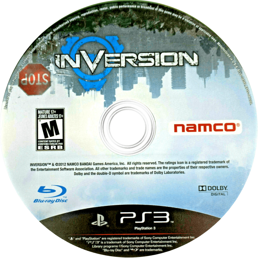 Inversion disc art for PlayStation 3 PS3 video game