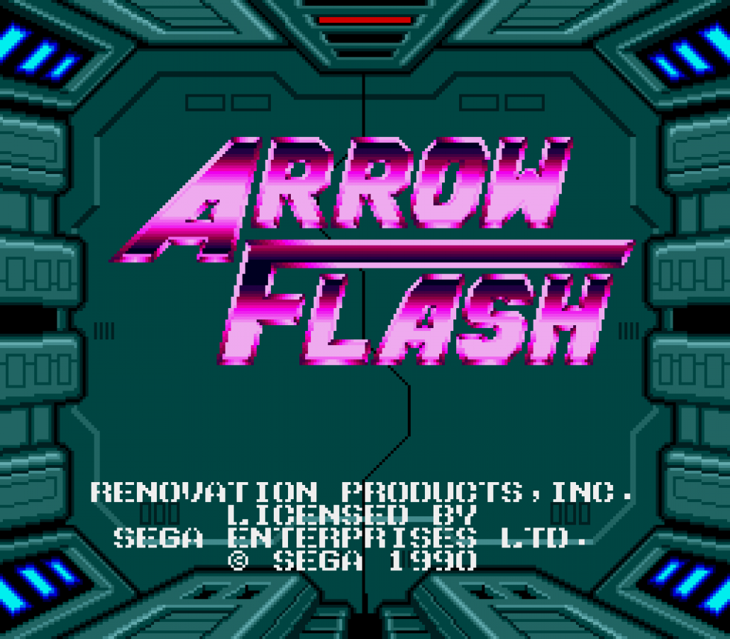 Arrow Flash Sega Genesis GEN for retro video game enthusiasts featuring side scrolling shoot em up gameplay futuristic spacecraft combat powerful weapon upgrades fast paced enemy battles challenging stages sci fi arcade action and collectible gaming appeal gameplay 