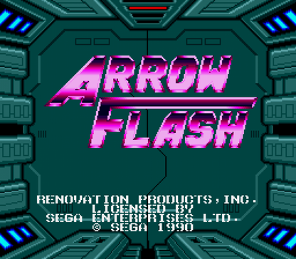 Arrow Flash Sega Genesis GEN for retro video game enthusiasts featuring side scrolling shoot em up gameplay futuristic spacecraft combat powerful weapon upgrades fast paced enemy battles challenging stages sci fi arcade action and collectible gaming appeal gameplay 