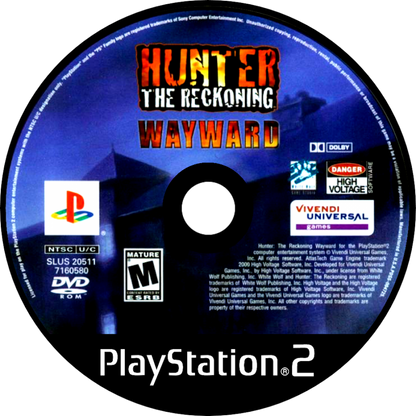 Hunter The Reckoning Wayward PS2 PlayStation 2 horror action game disc