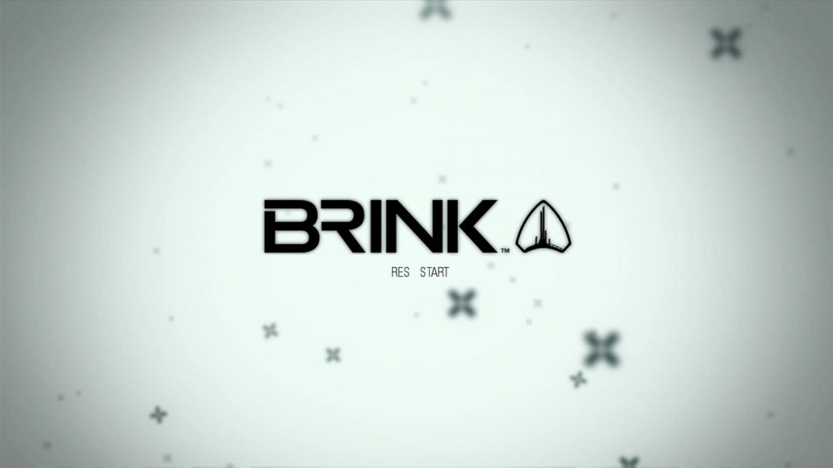 Brink start screen for Xbox 360 (X360) first-person shooter parkour video game