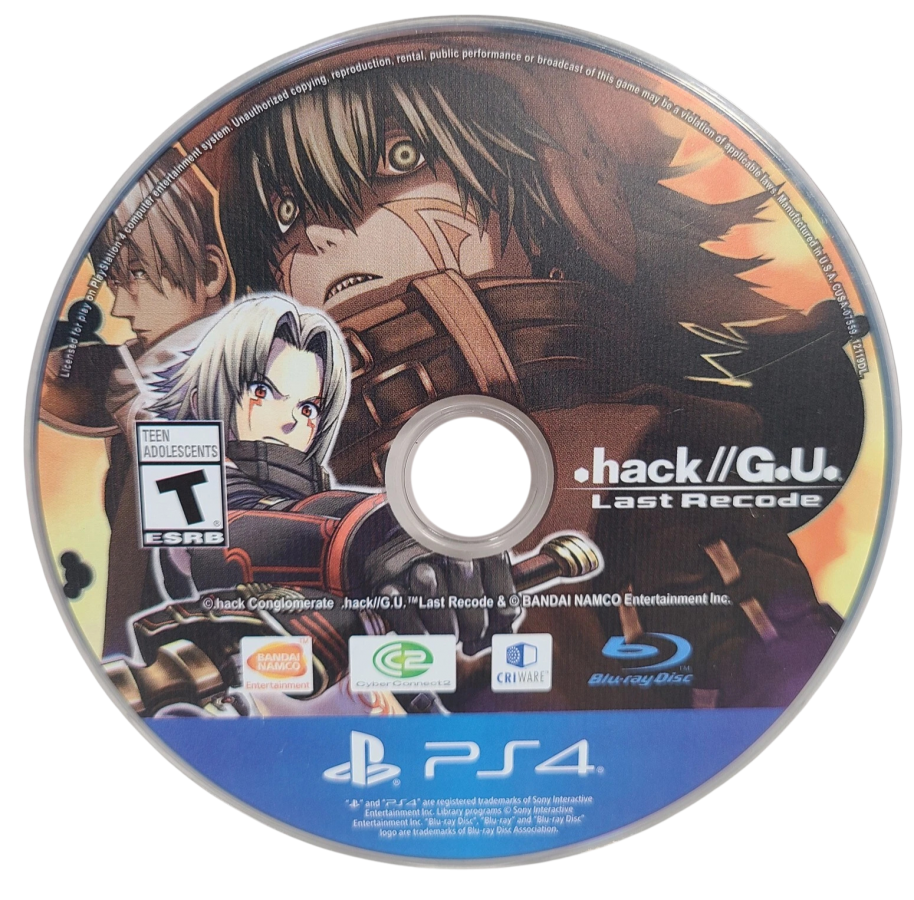.hack//G.U. Last Recode disc for PlayStation 4 (PS4) action RPG remaster collection