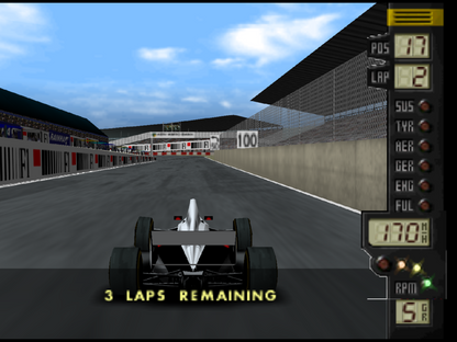 F-1 World Grand Prix Nintendo 64 N64 video game featuring Formula One racing gameplay licensed F1 drivers and teams high speed open wheel race cars realistic Grand Prix circuits championship season mode time trials pit stops vehicle handling racing strategy and classic 64 bit Nintendo motorsport action retro video game collection collectible gaming appeal gameplay