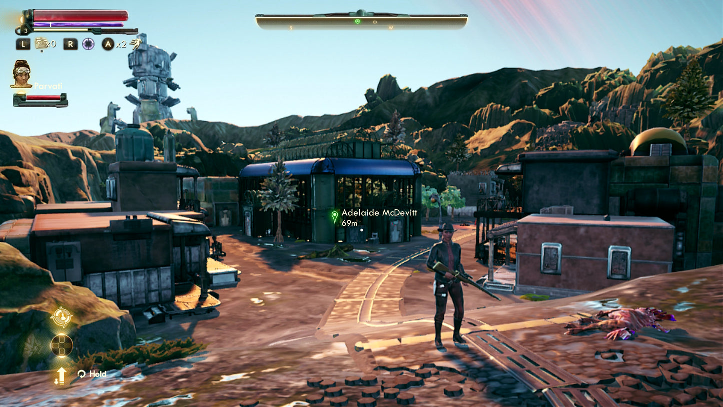 The Outer Worlds Nintendo Switch game featuring sci-fi RPG exploration, player choice, and space adventure gameplay sreenshot