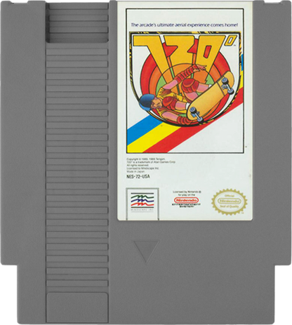 720° cartridge for the Nintendo Entertainment System featuring 8 bit skateboarding action with tricks ramps and high score challenges across urban skate parks cartridge