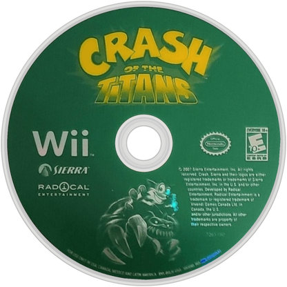 Crash of the Titans disc cover art for Nintendo Wii (Wii) video game 