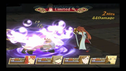 Tales of the Abyss game for the PlayStation 2 featuring action RPG gameplay with real time combat character driven storylines and a fantasy adventure following Luke fon Fabre through a world shaped by prophecy and war gameplay