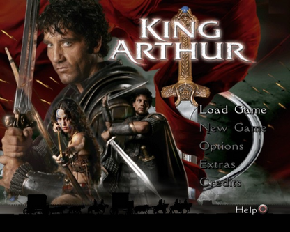 King Arthur title screen for PlayStation 2 (PS2) video game