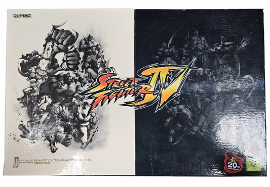 Street Fighter IV Arcade FightStick Tournament Edition Xbox 360 X360 fighting game controller featuring arcade-style joystick precision buttons tournament controls Street Fighter IV gameplay fighting game compatibility competitive gaming and classic Xbox 360 X360 gaming accessory collectible appeal box art front
