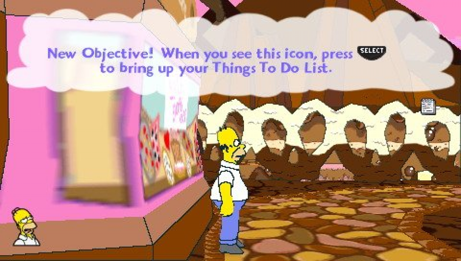 The Simpsons Game PlayStation Portable PSP inspired design featuring comedic action platform adventure aesthetic cel shaded Springfield inspired environments parody driven storytelling playable Simpson family characters humorous side scrolling gameplay and animated cartoon presentation gameplay 