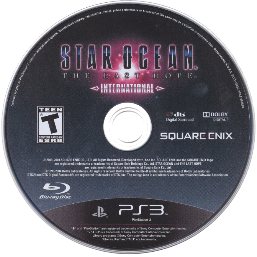 Star Ocean: The Last Hope International disc for PlayStation 3 (PS3) video game
