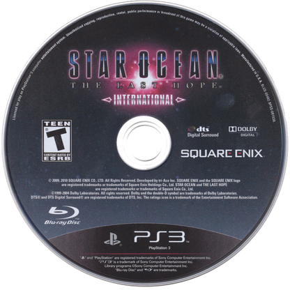Star Ocean: The Last Hope International disc for PlayStation 3 (PS3) video game