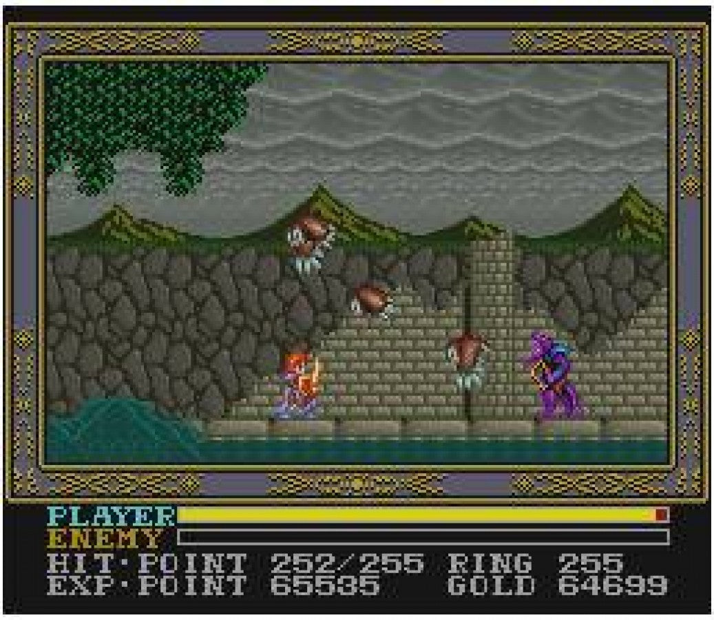 Ys III Wanderers from Ys retro SNES video game Ys fantasy action role playing side scrolling combat adventure exploration classic RPG gameplay console title Super Nintendo release gameplay