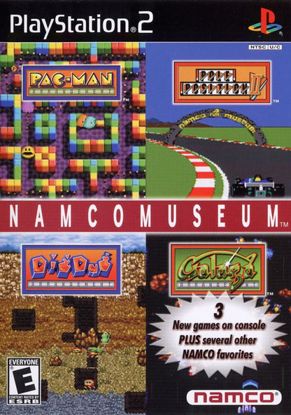 Namco Museum for PlayStation 2 classic arcade compilation video game featuring iconic Namco titles like Pac-Man Galaga and Dig Dug retro gameplay museum style extras and nostalgic arcade experience cover art 