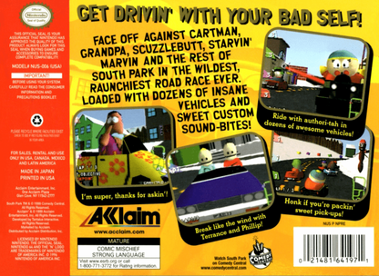 South Park Rally back cover art for Nintendo 64 (N64) video game